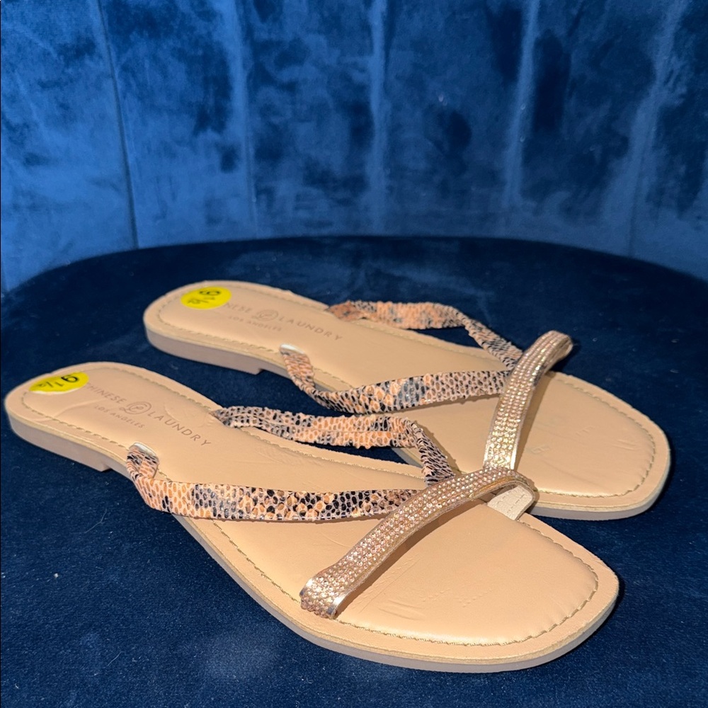 Chinese Laundry Snakeskin and Jeweled Sandals Size 9.5